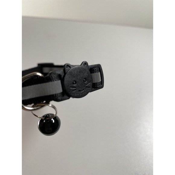 Cat Breakaway Collar New With Jingle Bell And Reflective Strip Black - Picture 2 of 5